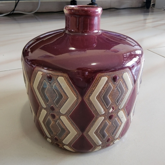 Boho Tribal Pattern Round Vase Deco Bohemian - Picture 6 of 7